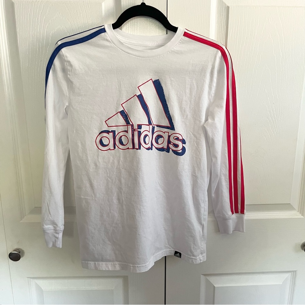 5 for $25! Adidas Kids Long Sleeve Tee with Red and Blue Accents
